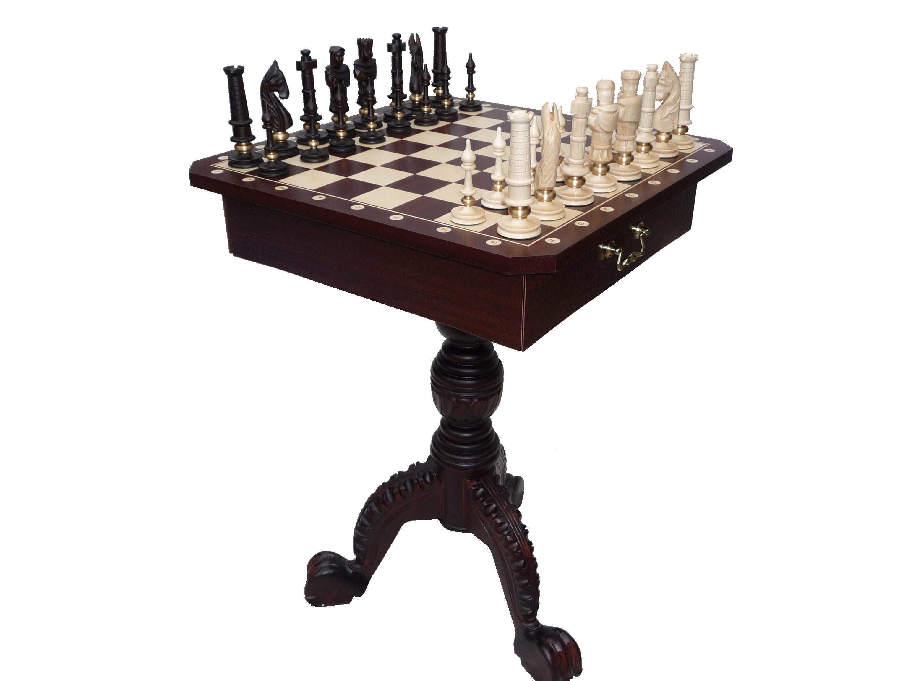 Stół szachowy z mahoniu z figurami szachowymi Royal Lux – 21 kg (król: 5,1 cala)