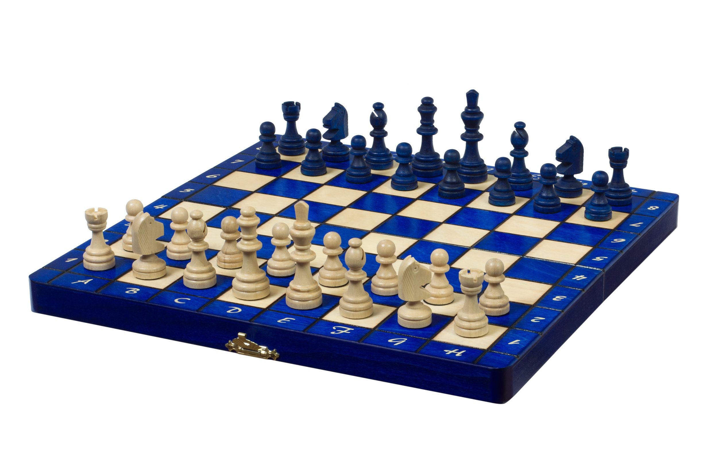 Magnetyczny zestaw szachowy w kolorze niebieskim z tacką (2,36" King)