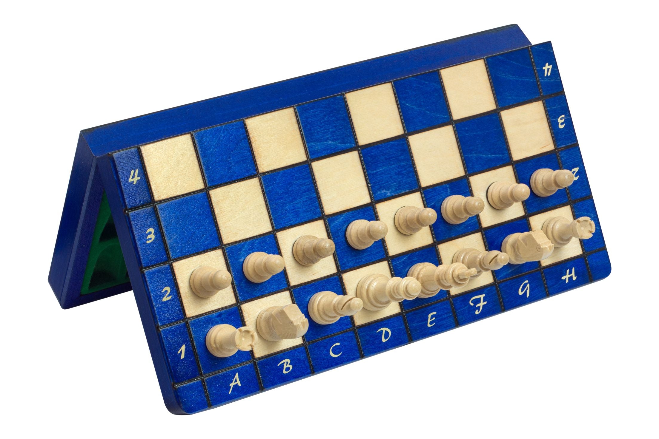 Magnetyczny zestaw szachowy w kolorze niebieskim z tacką (2,36" King)