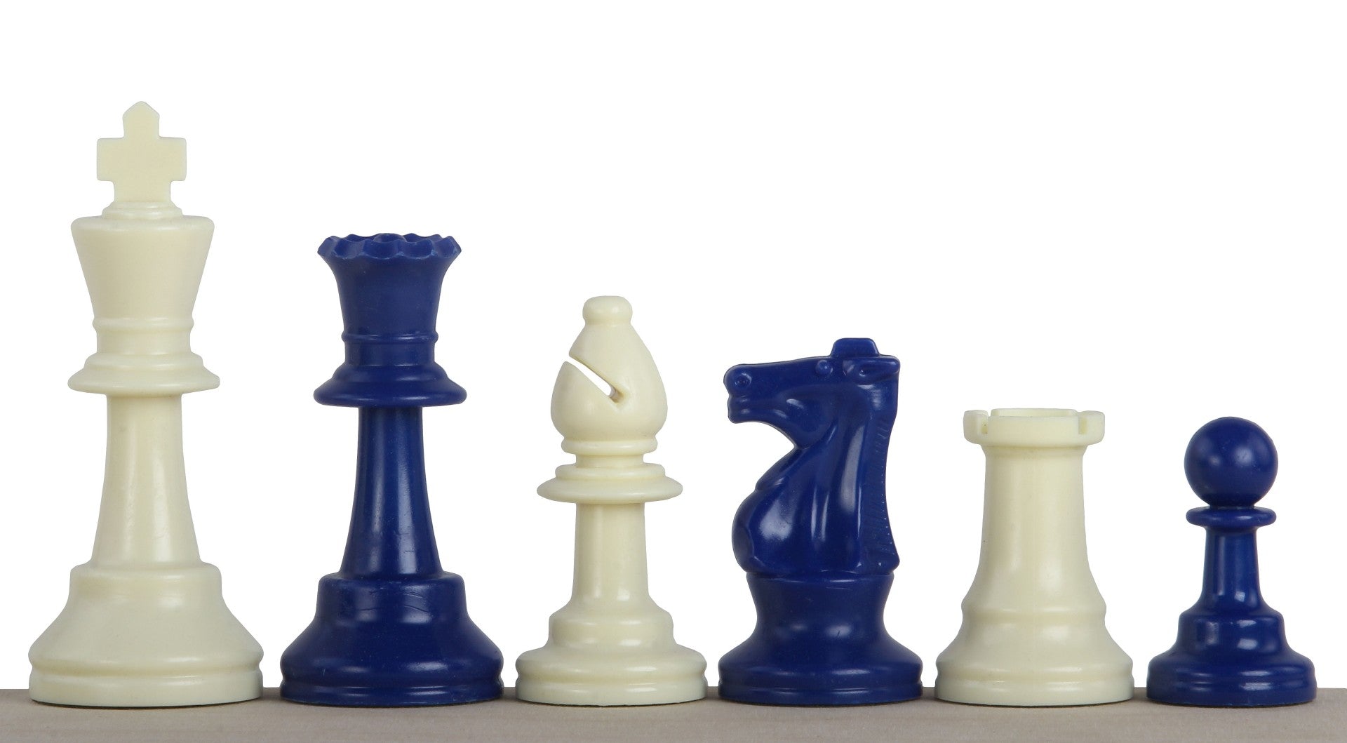 Niebieskie figury szachowe nr 6, zestaw plastikowy z królem 3,78"