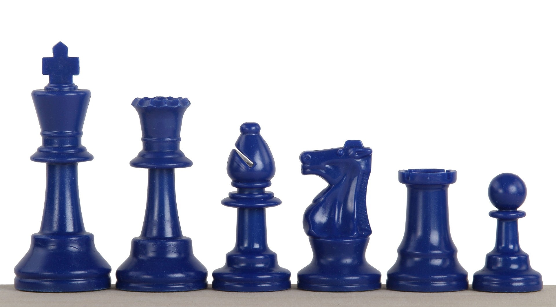 Niebieskie figury szachowe nr 6, zestaw plastikowy z królem 3,78"