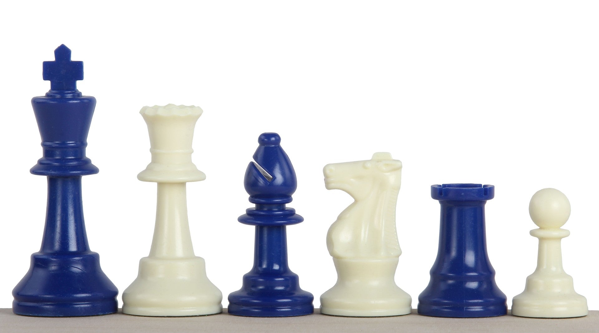 Niebieskie figury szachowe nr 6, zestaw plastikowy z królem 3,78"