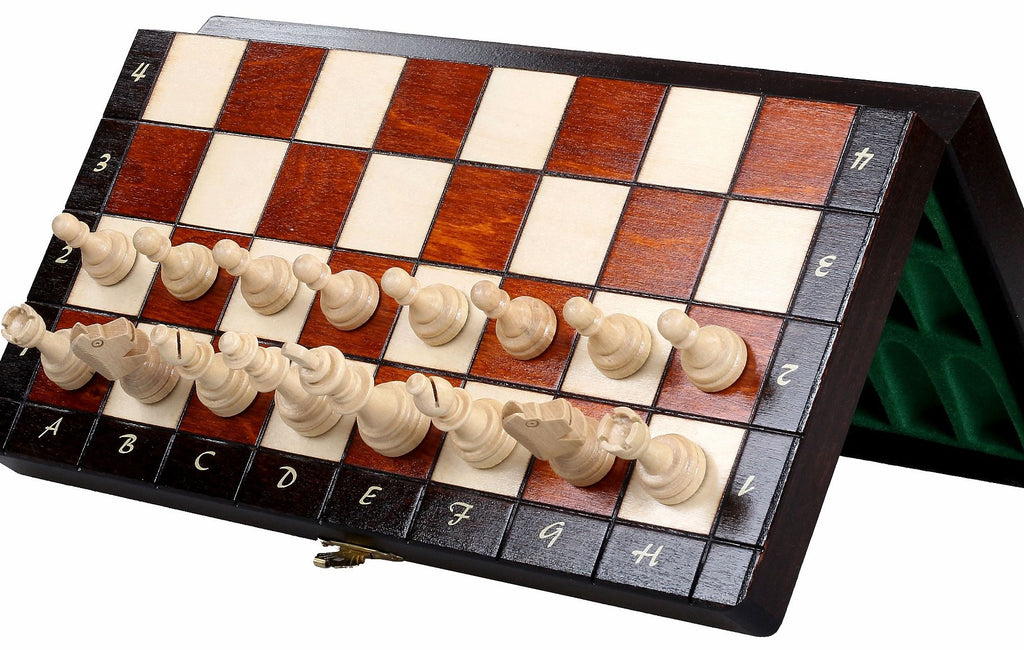 Magnetyczny zestaw szachowy, brązowy, z wkładką (2,36" King)