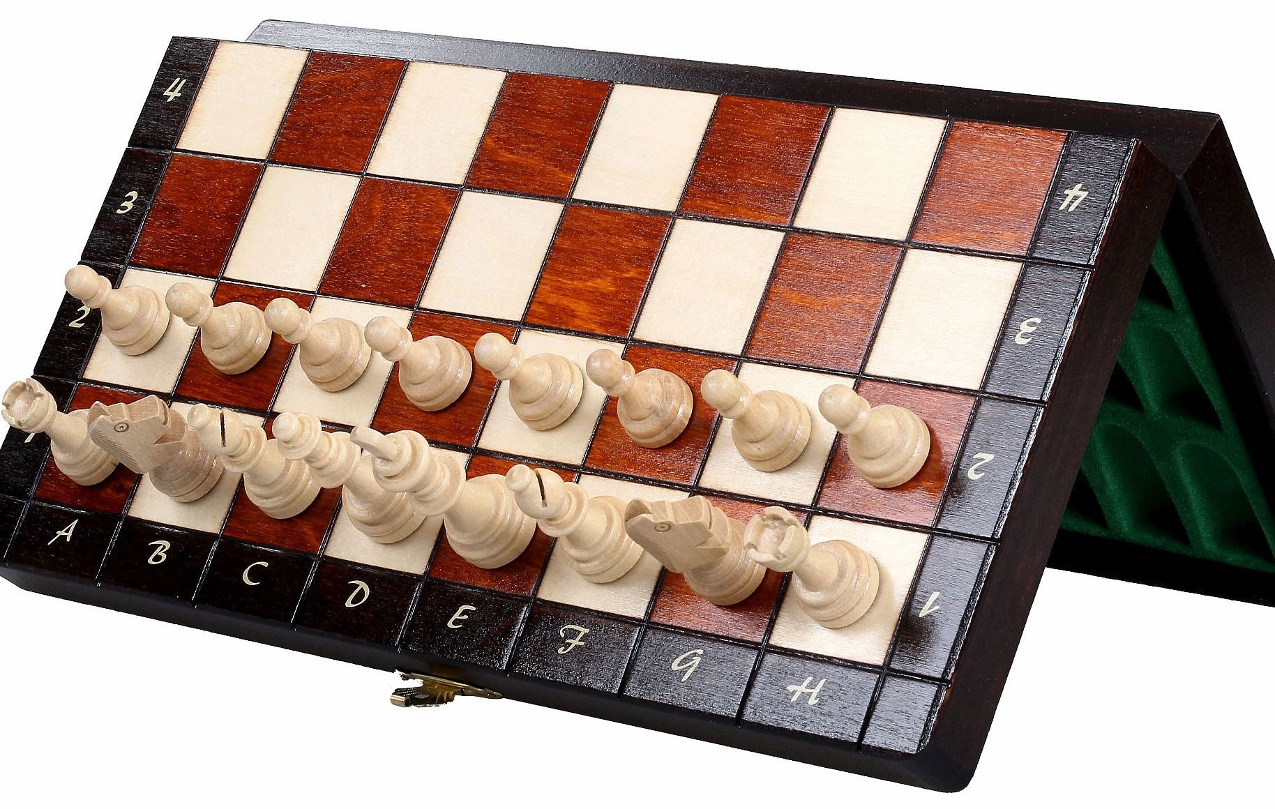 Magnetyczny zestaw szachowy, brązowy, z wkładką (2,36" King)