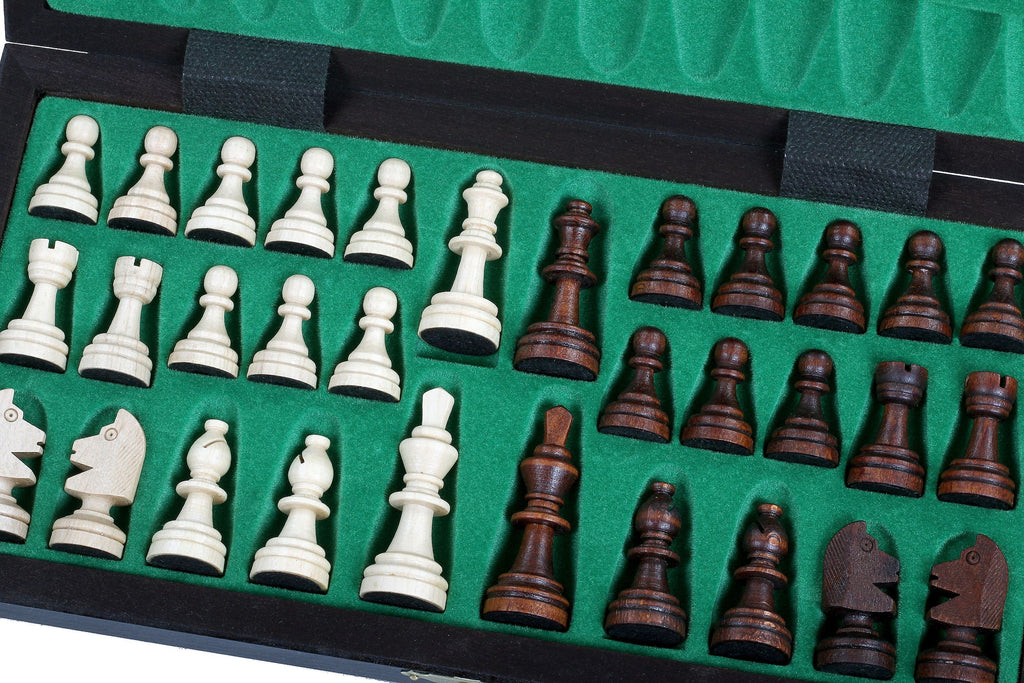 Magnetyczny zestaw szachowy, brązowy, z wkładką (2,36" King)