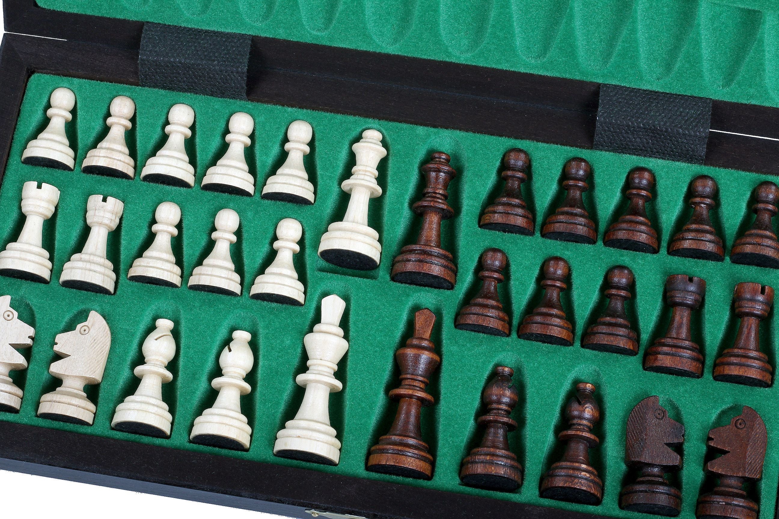 Magnetyczny zestaw szachowy, brązowy, z wkładką (2,36" King)