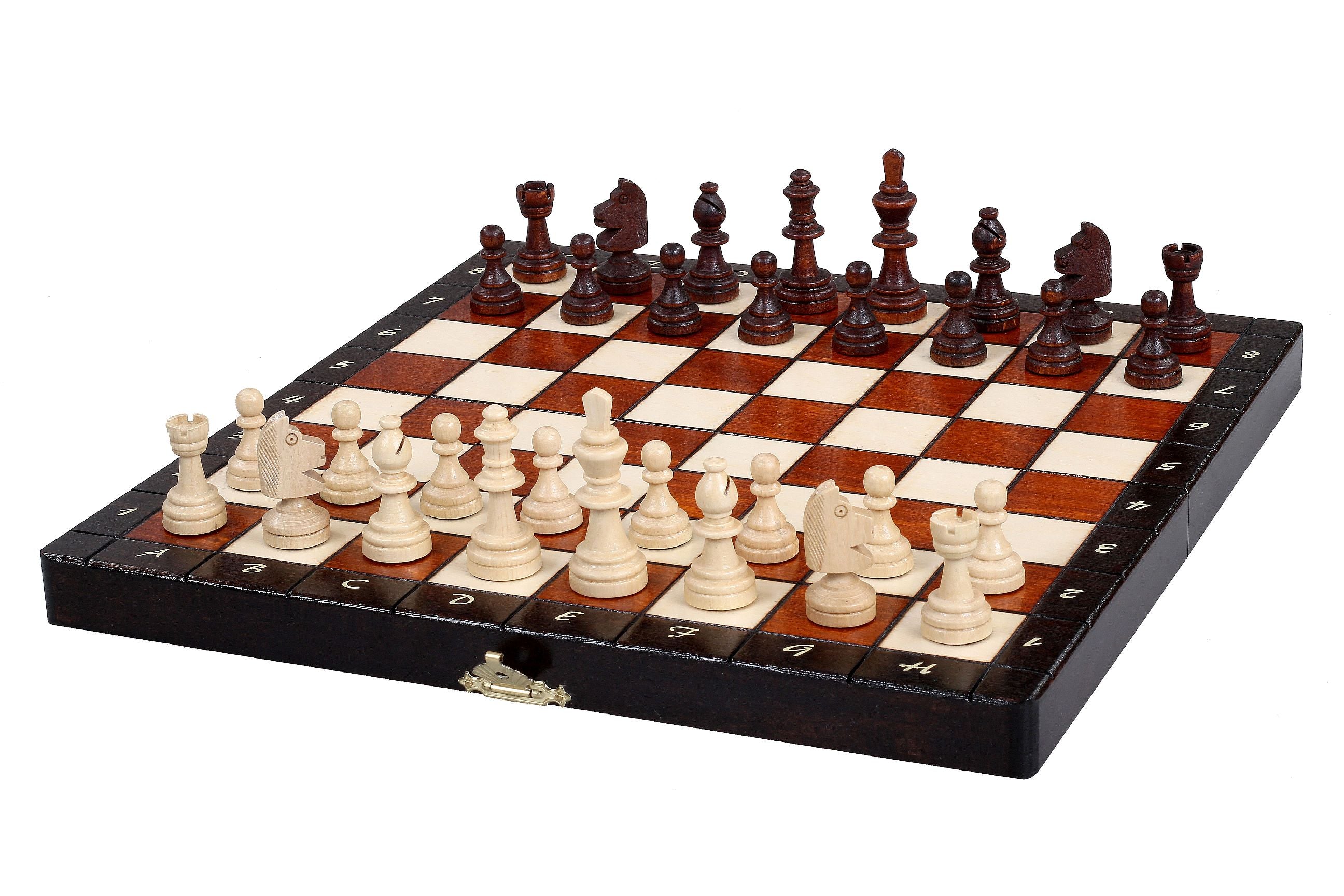 Magnetyczny zestaw szachowy, brązowy, z wkładką (2,36" King)