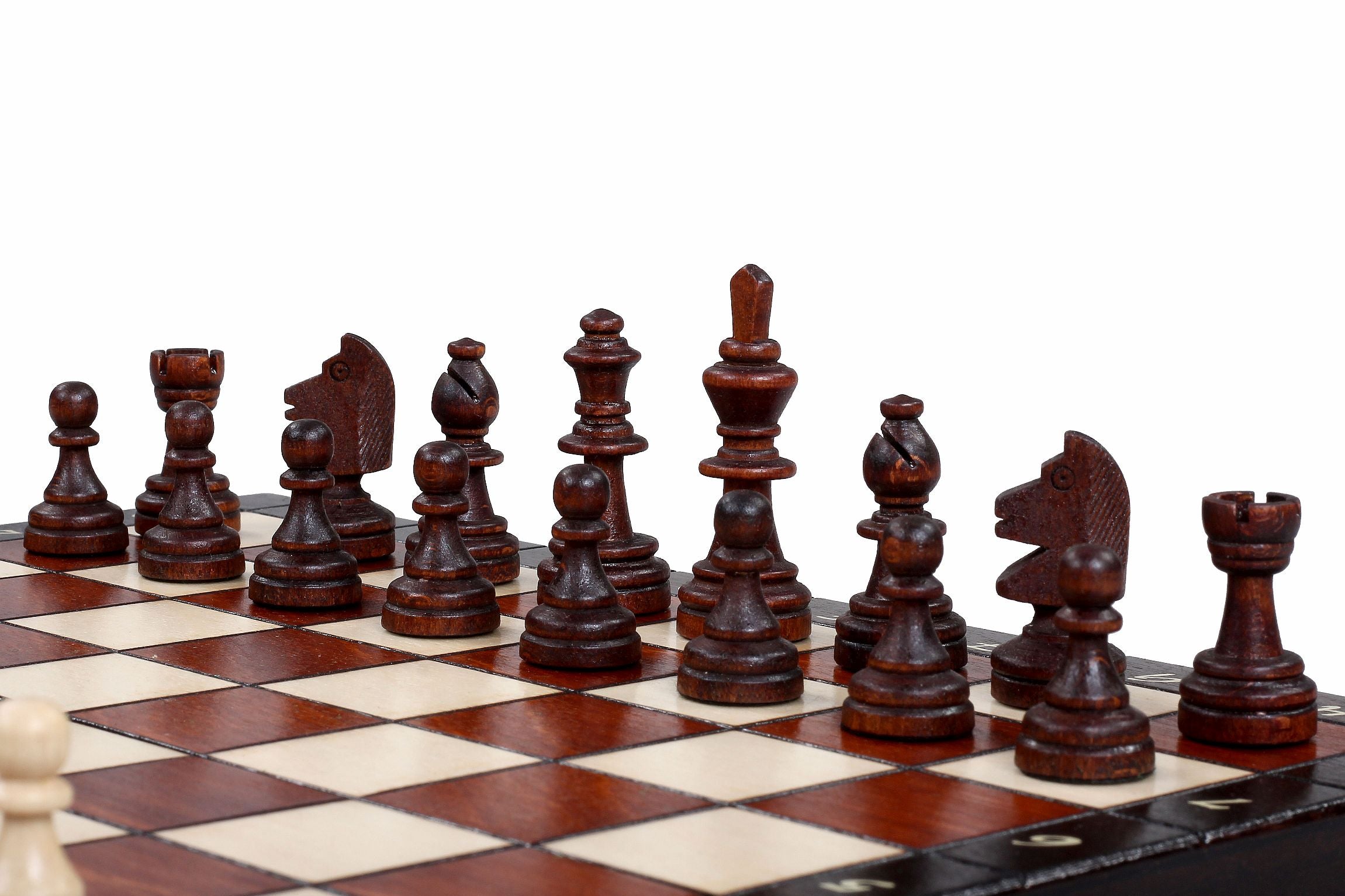 Magnetyczny zestaw szachowy, brązowy, z wkładką (2,36" King)