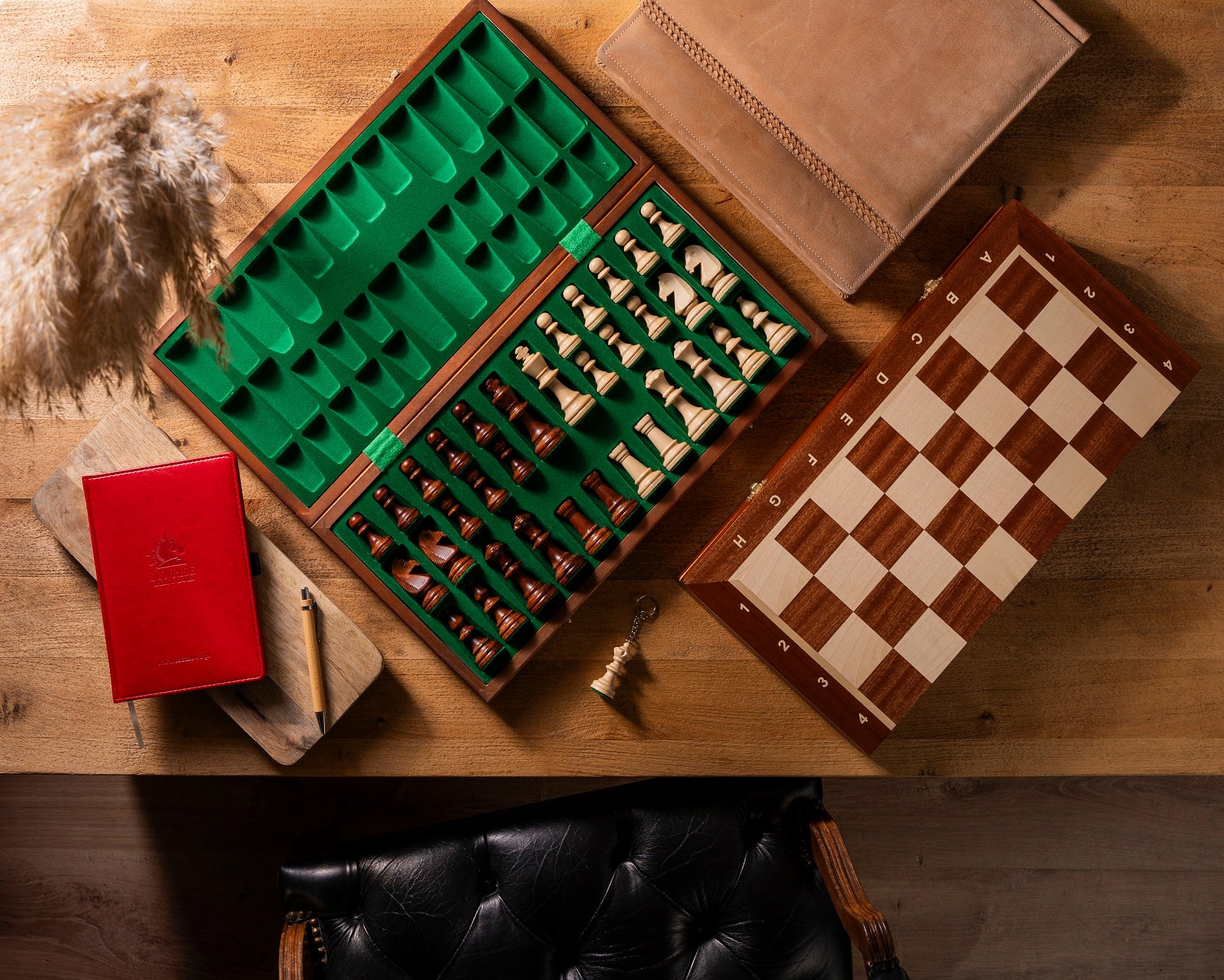 Tournament Chess Set No 4 (double queen) Mahogany & Sycamore Board