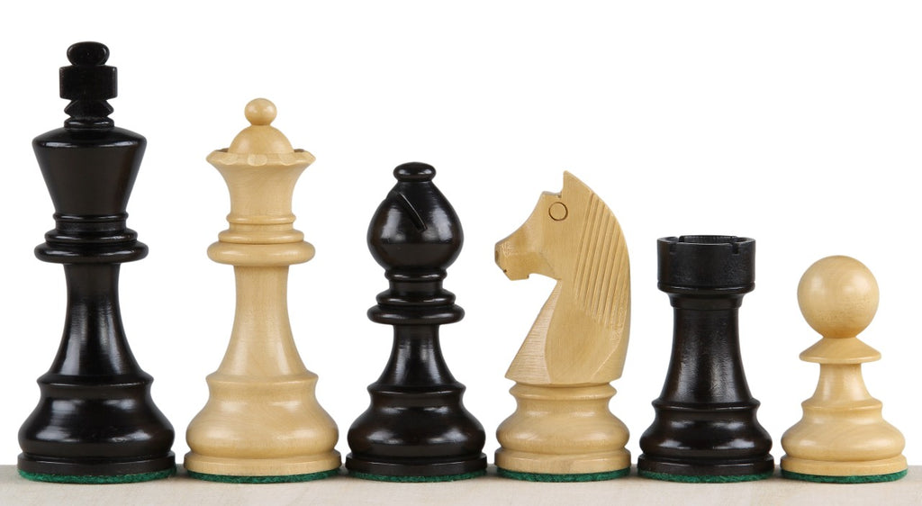 Niemieckie figury szachowe typu rycerz 3,5" ebonizowane – podwójne hetmany