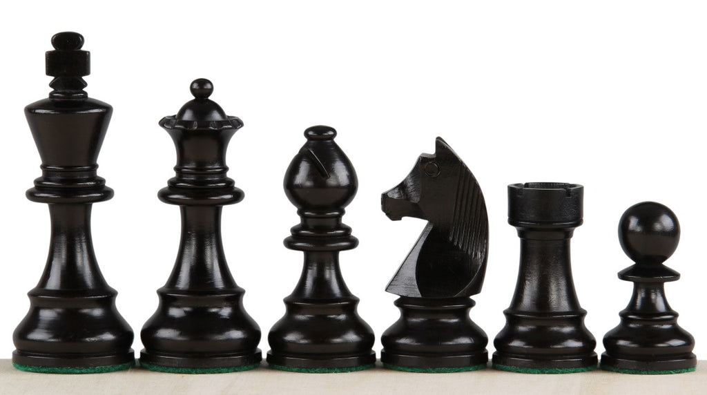 Niemieckie figury szachowe typu rycerz 3,5" ebonizowane – podwójne hetmany