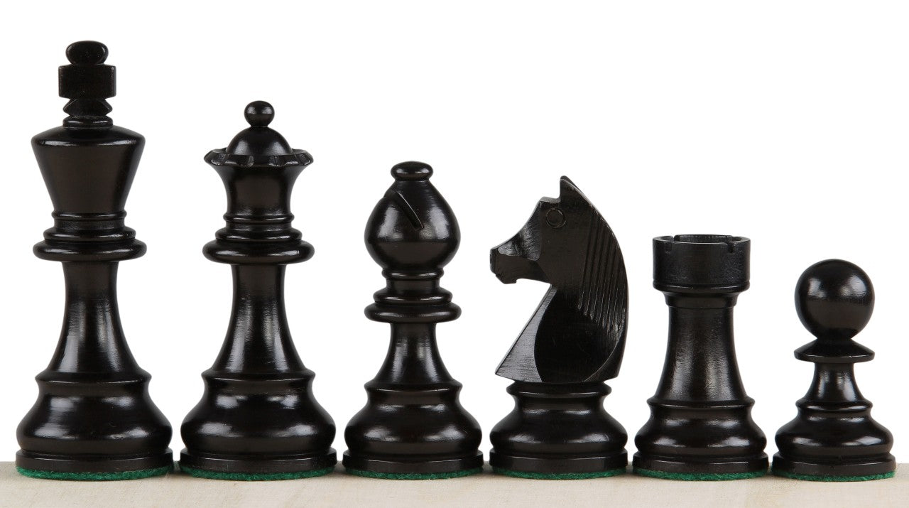 Niemieckie figury szachowe typu rycerz 3,5" ebonizowane – podwójne hetmany