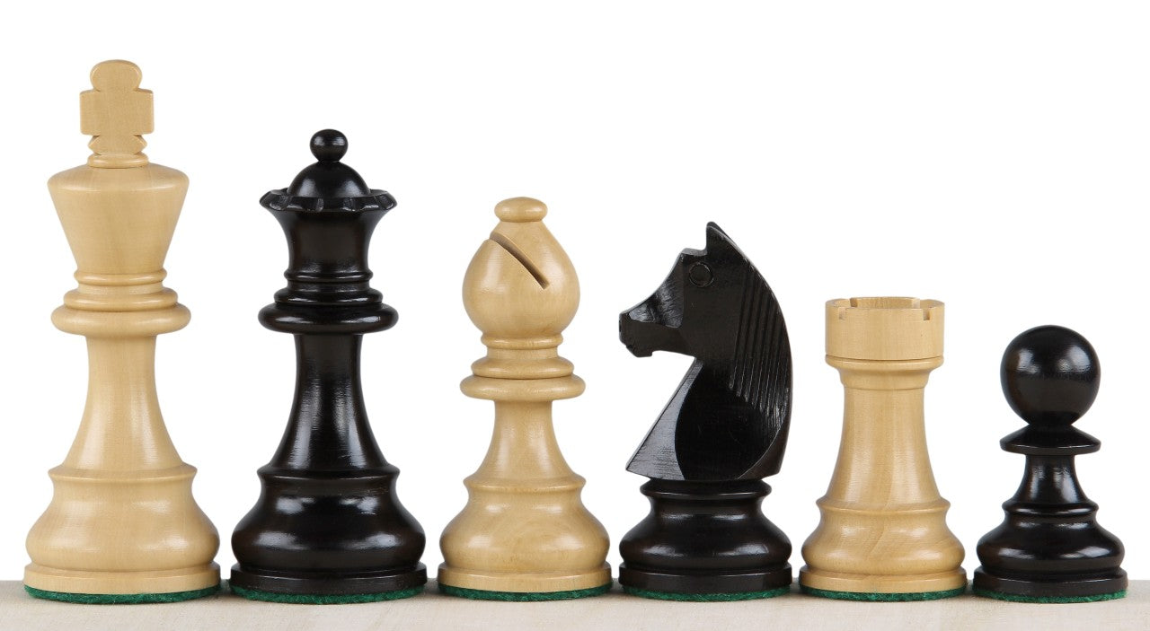 Niemieckie figury szachowe typu rycerz 3,5" ebonizowane – podwójne hetmany