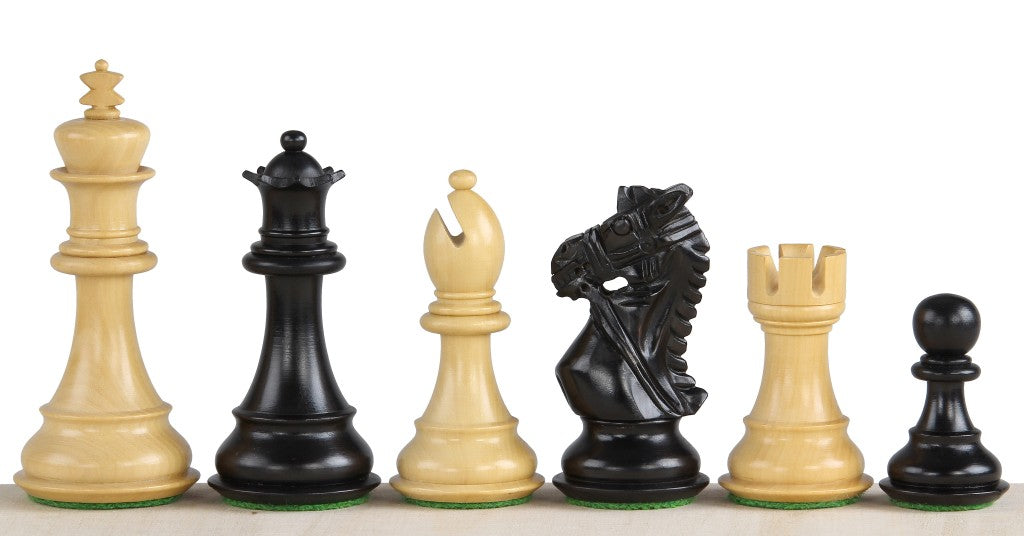 Szachowe figury z hebanu Kings Bridal (3,75 cala) z podwójnymi hetmanami