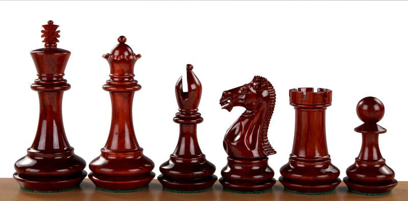 Figury szachowe z fazowaną podstawą – 4,25" król, padauk i bukszpan