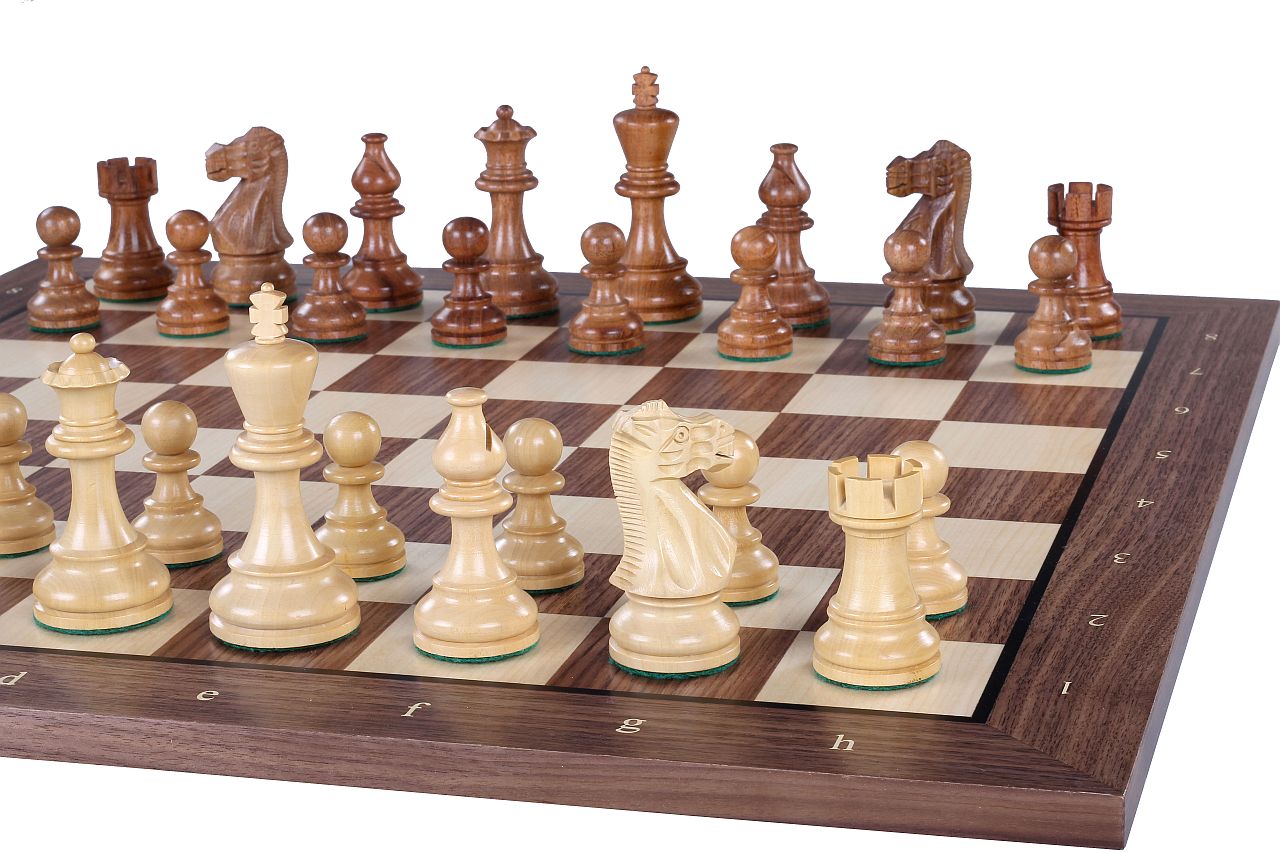 Szachownica orzechowo-klonowa 18,9″ – z notacją