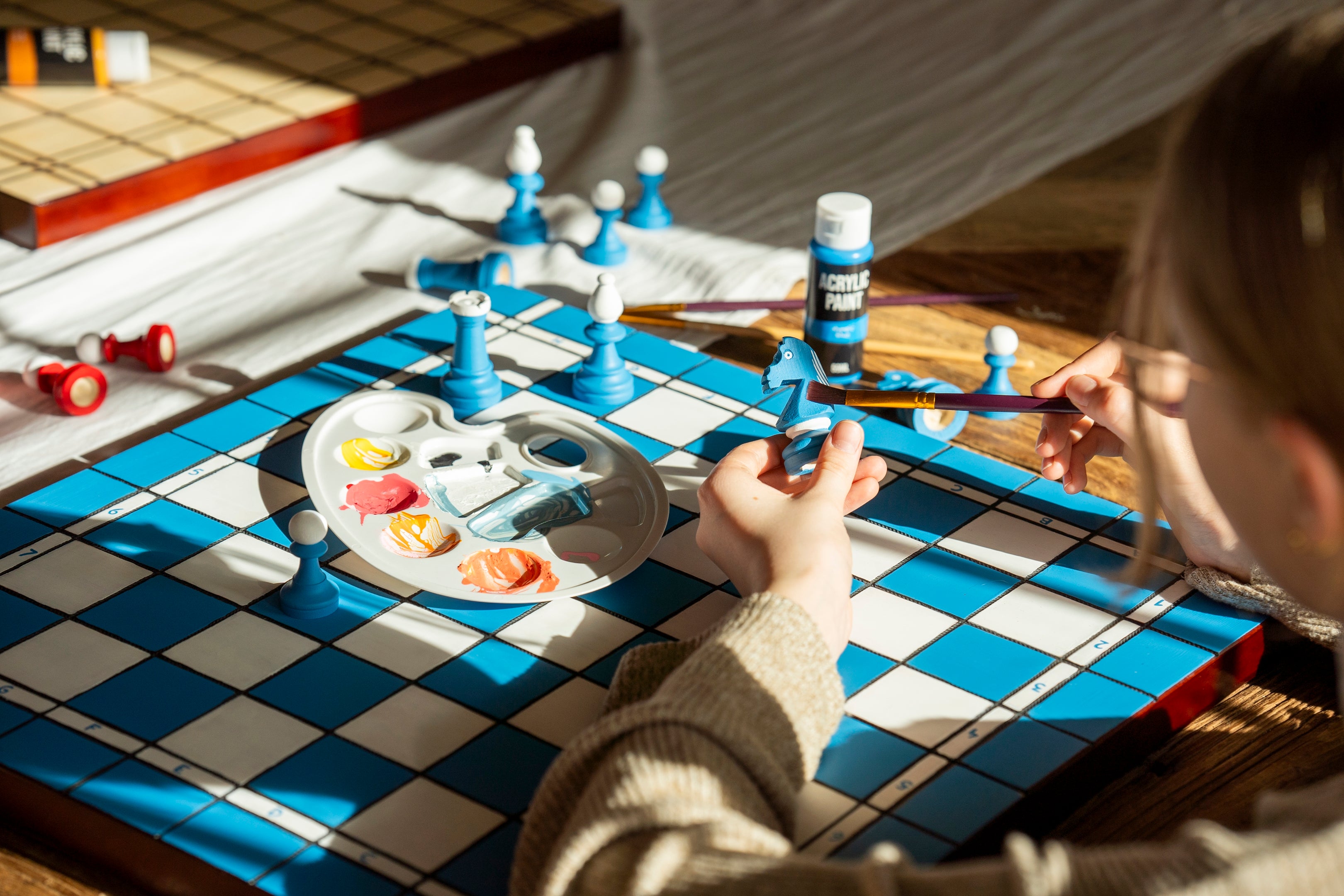 Zestaw szachów drewnianych DIY nr 5 – do malowania i montażu